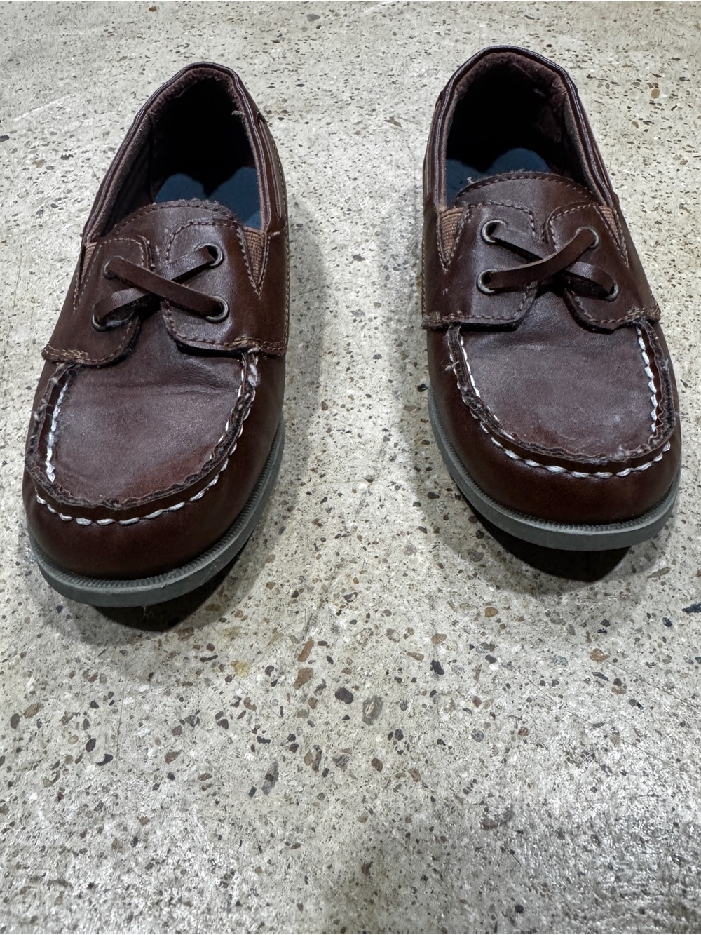 Carters Coastal Boat Shoes Brown Leather Moc Toe Casual boys size 1